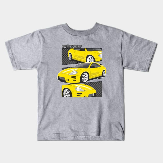 Yellow Mitsubishi Eclipse 3g Kids T-Shirt by Rebellion Store